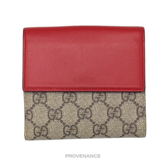 🔴 Gucci Trifold Snap Wallet - GG Supreme Red/Pink - Picture 2 of 11